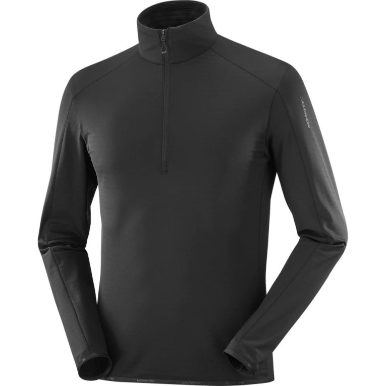 Salomon Essential Lightwarm Half Zip Men's Sweatshirt Black | CA 73U29